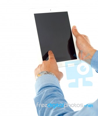 Male Using Tablet Pc Stock Photo