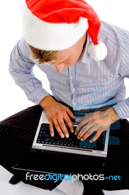 Male Working On Notebook Stock Photo