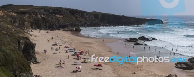 Malhao Beach On Alentejo Coastline Stock Photo