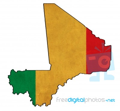 Mali Map On Mali Flag Drawing ,grunge And Retro Flag Series Stock Image