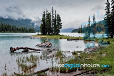 Maligne Lake Stock Photo