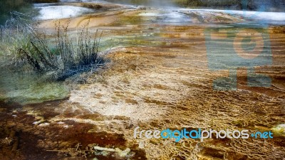 Mammoth Hot Springs In Yellowstone National Park Stock Photo