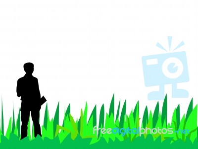 Man And Grass Stock Image