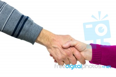 Man And Woman Giving Each Other A Handshake Stock Photo