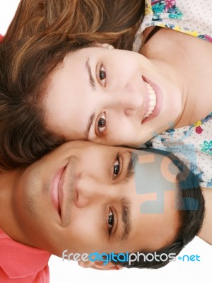 Man And Woman Lying Stock Photo