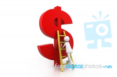 Man Climbing Up The Dollar  Stock Image