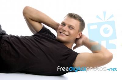 Man Doing Stomach Crunches Stock Photo