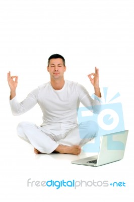 Man Doing Yoga Stock Photo