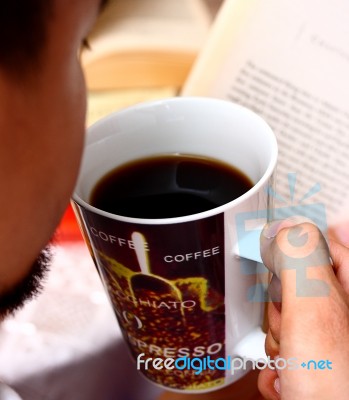 Man Drinking Coffee Stock Photo