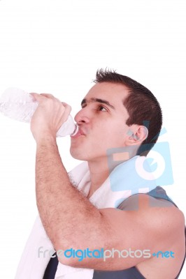 Man Drinking Water Stock Photo