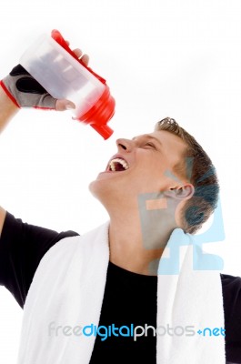 Man Drinking Water Stock Photo