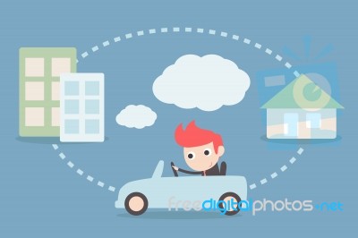 Man Driving To Work Stock Image