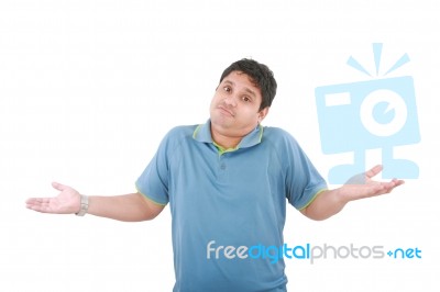 Man Gesturing Do Not Know Sign Stock Photo