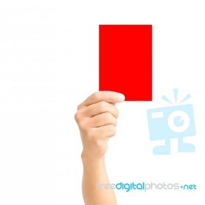 Man Hand Holding Red Card Stock Photo