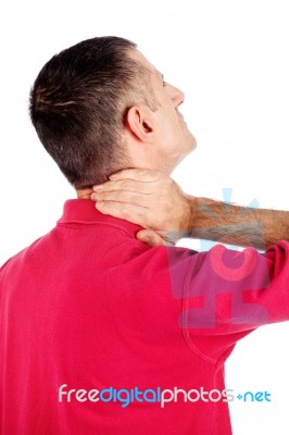 Man Have Neck Pain Stock Photo