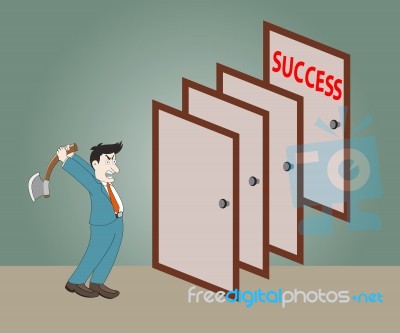 Man Holding Axe To Break The Door Stock Image