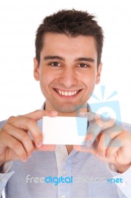 Man Holding Card Stock Photo