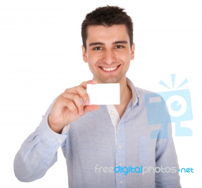 Man Holding Card Stock Photo