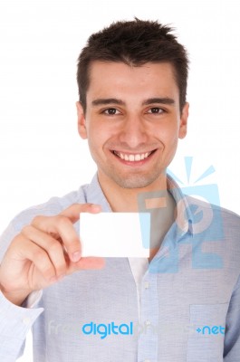 Man Holding Card Stock Photo