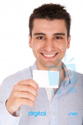 Man Holding Card Stock Photo