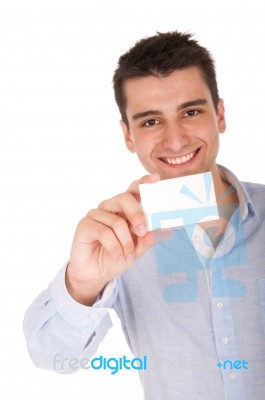 Man Holding Card Stock Photo