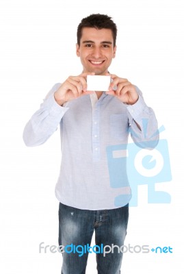 Man Holding Card Stock Photo