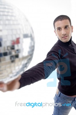 Man Holding Disco Ball Stock Photo