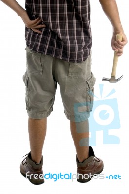 Man Holding Hammer Stock Photo