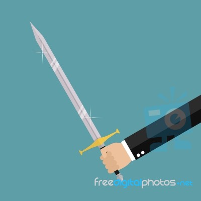 Man Holding Sword Stock Image