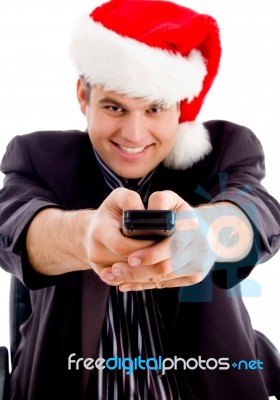 Man Holding With Remote Control Stock Photo