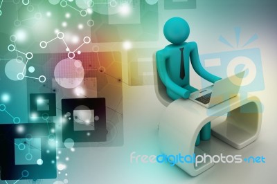 Man In A Modern Desk With Laptop Stock Image