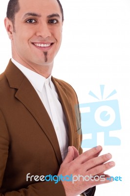 Man In Brown Coat Stock Photo