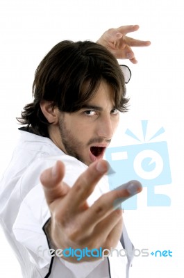 Man In Chef Uniform Performing Karate Stance Stock Photo