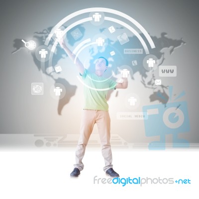 Man In Cyberspace Stock Photo