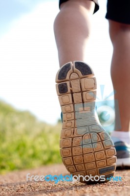 Man In Sportswear Running In A Park Stock Photo