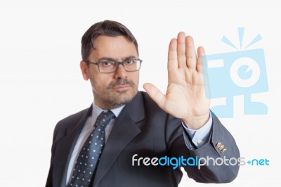 Man In The Office Says Enough Stock Photo