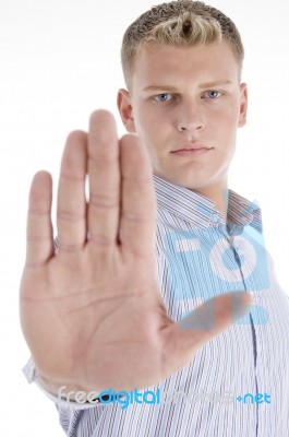 Man Instructing To Stop Stock Photo