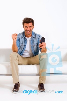 Man Is Sitting Stock Photo