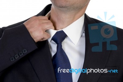 Man Itching His Neck With Hand Stock Photo