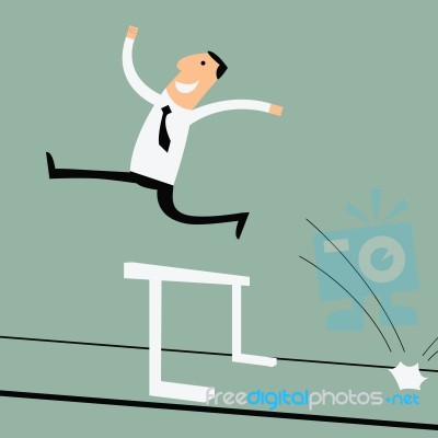 Man Jump Over Hurdle Stock Image