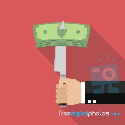 Man Knifed Money Bill Stock Image