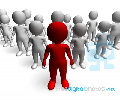 Man Leading 3d Character Showing Command And Leadership Stock Image