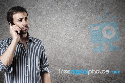 Man Listening Stock Photo