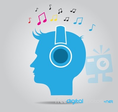 Man Listening To Music Icon Stock Image