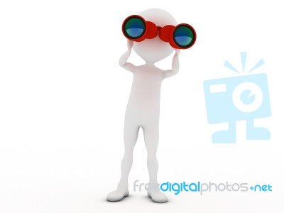 Man Looking Through Binoculars Stock Image