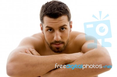 Man Looking With Crossed Arm Stock Photo