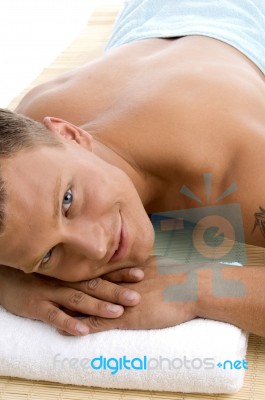 Man Lying To Take Spa Treatment Stock Photo