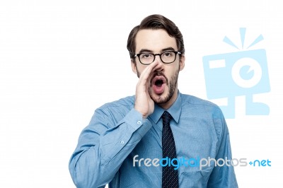 Man Making An Announcement Stock Photo