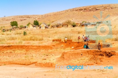 Man Making Bricks In Sudan Stock Photo