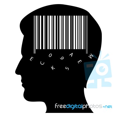 Man Mind With Barcode Stock Image